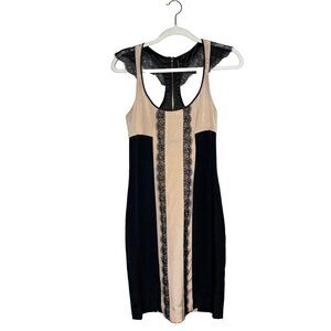 Jay Godfrey Holden Slim Racer Back Dress Silk Lace Black Nude Size 4